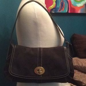 COACH - Black Signature Logo Fabric shoulder bag